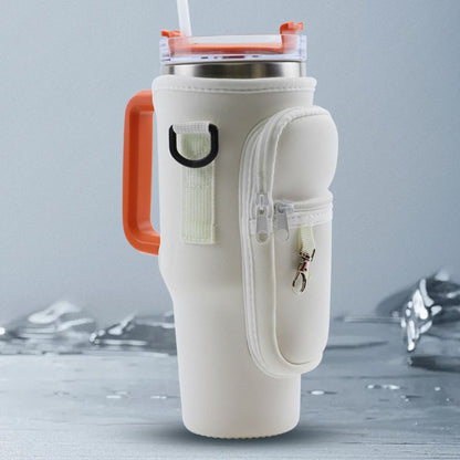ボトルカバー 水筒カバー 肩掛け ショルダーストラップ付き ひも付き ポケット 商品画像3
