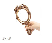 手鏡 ハンドミラー ミラー レディース 女性 小物 メイク用品 ポータブル ラウンド バラ 薔薇 化粧直し 身だしなみ 持ち運び 手持ち 携帯用 エレガント アンティーク調 クラシカル かわいい プレゼント 白 青 ピンク 金色