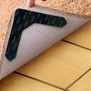 滑り止めシート すべり止め テープ 8枚セット 繰り返し使える L字型 カーペット マット ラグ 絨毯 ズレ防止 固定 洗える 粘着 家具 固定 貼るだけ ブラック 黒