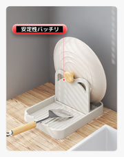 調理器具ホルダー 鍋蓋ホルダー 鍋蓋スタンド 鍋蓋立て お玉置き 収納ラック 折りたたみ 省スペース 台所 キッチン用品 多機能