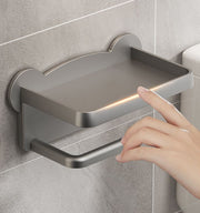 トイレットペーパーホルダー 壁掛け スマホ置き ティッシュホルダー 収納棚 多機能 小物置き シンプル 簡単取り付け バスルーム キッチン トイレ用品