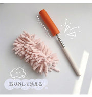 ハンディモップ 伸縮式 掃除用具 掃除グッズ ほこり取り 埃取り はたき ロング 伸びる 高い所 隙間 洗える もこもこ 可愛い 大掃除