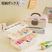 収納ボックス 収納ケース 3段 収納用品 文房具 文具 小物入れ 持ち手付き 整理整頓 アクセサリー 持ち運び くま クマ 熊 アニマル かわいい おしゃれ 便利