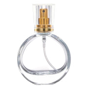 アトマイザー 香水 詰め替え容器 25ml メイク道具 メイク用品 瓶 ガラス 丸型 クリア 携帯 小分け 外出 持ち歩き スプレー ミスト シルバーカラー ゴールドカラー