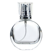 アトマイザー 香水 詰め替え容器 25ml メイク道具 メイク用品 瓶 ガラス 丸型 クリア 携帯 小分け 外出 持ち歩き スプレー ミスト シルバーカラー ゴールドカラー