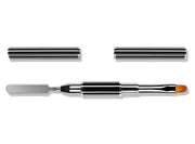 ネイルアートブラシ スパチュラ 2way キャップ付き ネイルアート用品 ラウンド フラット 丸筆 平筆 セルフネイル ネイルチップ ジェルネイル ポリジェル ネイル筆 ネイルツール