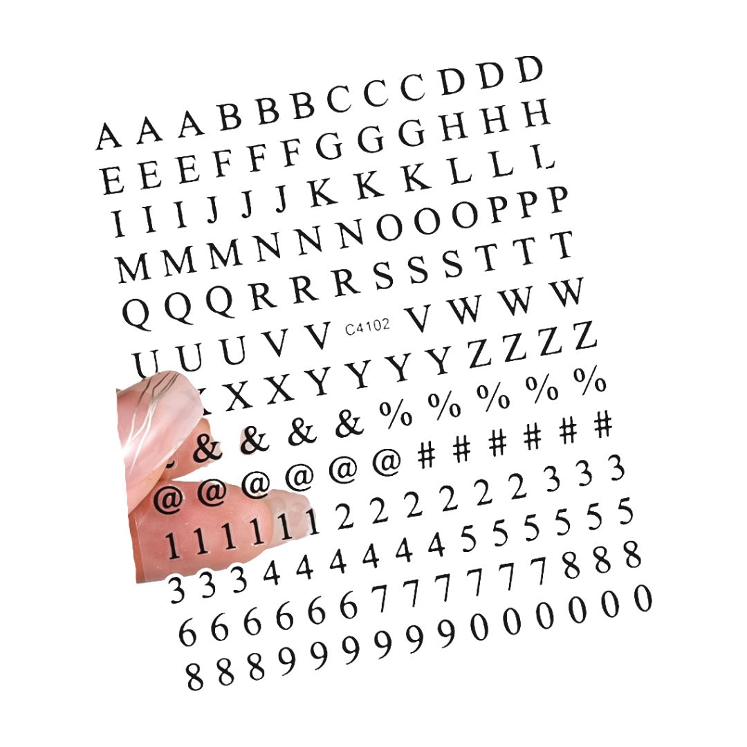 ネイルシール ネイルステッカー アルファベット イニシャル 大文字 記号 ブラック バリエーション画像