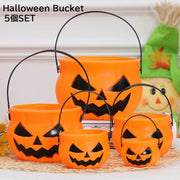 ハロウィンバケツ 5個セット パンプキンばけつ かぼちゃ 仮装 子供 お菓子入れ 入れ物 かご バッグ パーティーグッズ 飾り 装飾 飾り付け ジャックオーランタン 顔つき インテリア雑貨 イベント用品 おしゃれ かわいい オレンジ