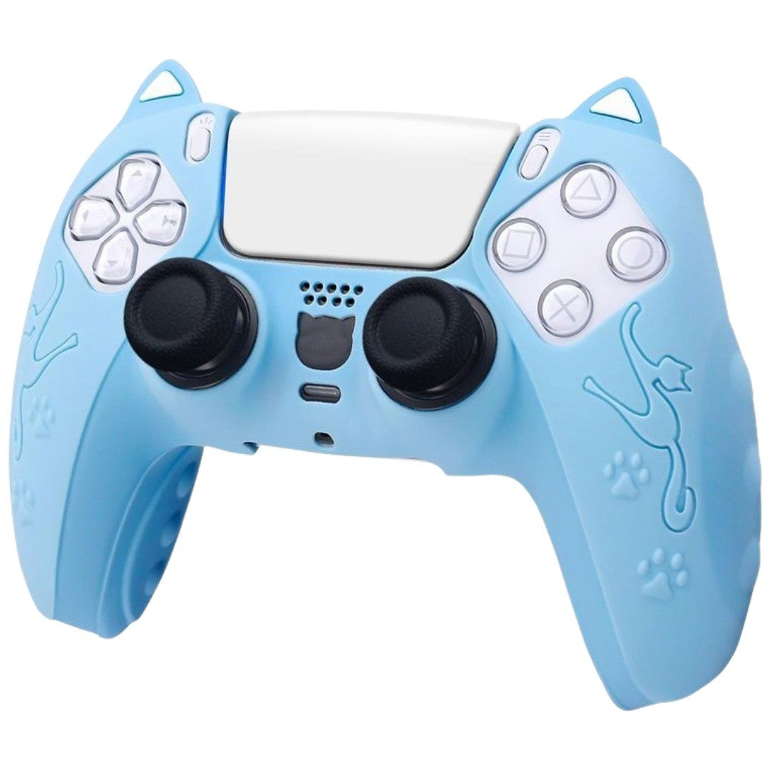 PS5コントローラー用 プレイステーション5用 プレステ5用 プロテクトカバー シリコン製 保護 滑り止め 耐衝撃 猫耳 可愛い