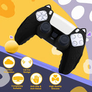 PS5コントローラー用 プレイステーション5用 プレステ5用 プロテクトカバー シリコン製 保護 滑り止め 耐衝撃 猫耳 可愛い