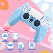 PS5コントローラー用 プレイステーション5用 プレステ5用 プロテクトカバー シリコン製 保護 滑り止め 耐衝撃 猫耳 可愛い