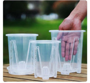 植木鉢 単品 1個 14cm 16cm トレイ付き 受け皿付き 鉢植え プランター フラワーポット プラスチック クリア 透明 通気性 排水穴 軽量 園芸 植物 花 フラワー ガーデニング 多肉植物 シンプル