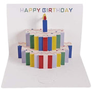 グリーティングカード バースデーカード お誕生日カード メッセージカード 単品 1枚 文房具 スクエア 正方形 二つ折り 3D 立体 切り絵 飛び出すイラスト ケーキ ブラウン レッド ブルー かわいい キュート おしゃれ プレゼント ギフト