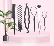 ヘアアレンジスティック 6点セット レディース 女性 キッズ 女の子 ヘアスタイリングツール ヘアコーム 櫛 くし くるりんぱメーカー お団子ヘア ヘアスタイル スタイリング まとめ髪 編み込み ポニーアレンジ お団子 シニヨン セルフアレンジ お出かけ 便利