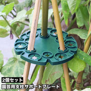 園芸用支柱サポートプレート 2個セット 支柱ホルダー 12穴 支柱用部品 つる植物用 エンドウ豆 スイートピー トマト キュウリ 支柱固定 円形 ラウンド型 家庭菜園 農業 ガーデニング 野菜 花 園芸用品