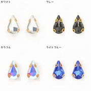 ビジューパーツ 50個セット 台座付き ガラス ラインストーン ドロップ しずく キラキラ かわいい 縫い付け 洋服 手芸 ハンドメイド 手作り DIY アクセサリーパーツ デコレーションパーツ