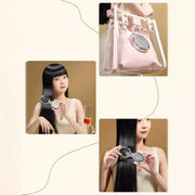 ヘアブラシ 折りたたみ ミラー付き 鏡付き 櫛 くし 折り畳み ヘアコーム リボン メイク直し 身だしなみ かわいい 携帯 コンパクト 持ち運び ヘアケア用品 外出 お出かけ 通学 通勤 旅行