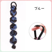 エクステ 2本セット レディース エクステンション カラーエクステ 三つ編み つけ毛 付け毛 部分ウィッグ ヘアゴム ヘアアレンジ ロング おしゃれ コスプレ メッシュ