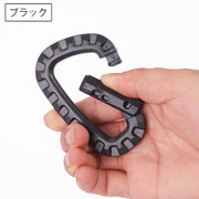 カラビナ フック 単品 1個 軽量 キーホルダー ミリタリー サバゲ― アウトドア キャンプ 釣り 吊り下げ 荷物運び ガーデニング ミリタリー風 簡単装着 シンプル 無地 単色 簡単 便利 落下防止