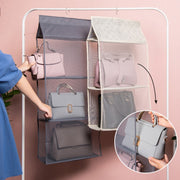 バッグ収納ハンガー バッグ収納ラック 吊り下げ収納 バッグハンガー メッシュ 便利アイテム かさばらない クローゼット収納 掛ける収納 鞄 かばん 収納ラック フリーラック 折りたたみ 省スペース収納