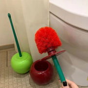 トイレブラシ 掃除ブラシ 収納ケース付き トイレ用品 トイレ掃除 便器磨き 清掃用品 掃除用具 床置き 柄付き 蓋付き さくらんぼ型 チェリー型 インテリア用品 かわいい おしゃれ キュート ワイン 緑 橙 赤
