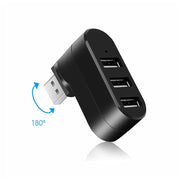USBハブ 3ポート パソコン周辺機器 HUB USB2.0 回転式 外付け 携帯 データ転送 保存 充電 コンパクト ミニサイズ 便利グッズ シンプル スタイリッシュ 自宅 オフィス 事務用品 PC周辺機器 白 黒