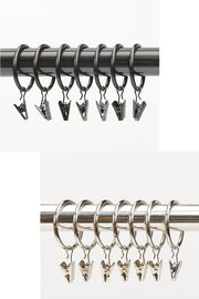カーテンリング スライドリング リングランナー 同色10個セット ワイヤー太さ3.5mm 内径25mm 32mm 35mm 38mm クリップ付き カーテンフック カーテンクリップ カーテンライナー シャワーカーテン 暖簾 カーテンポール ブラインド シンプル レトロ風 アンティーク調 メタルカラー シルバーカラー ゴールドカラー ブロンズカラー