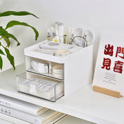 卓上小物入れ 卓上引き出し ペン立て ペンホルダー トレー 収納雑貨 収納グッズ 卓上収納 四角形 スクエア 2段式 ウサギ 兎 無地 透明 クリア ホワイト ピンク ブルー シンプル カジュアル 可愛い キュート ガーリー ポップ おしゃれ