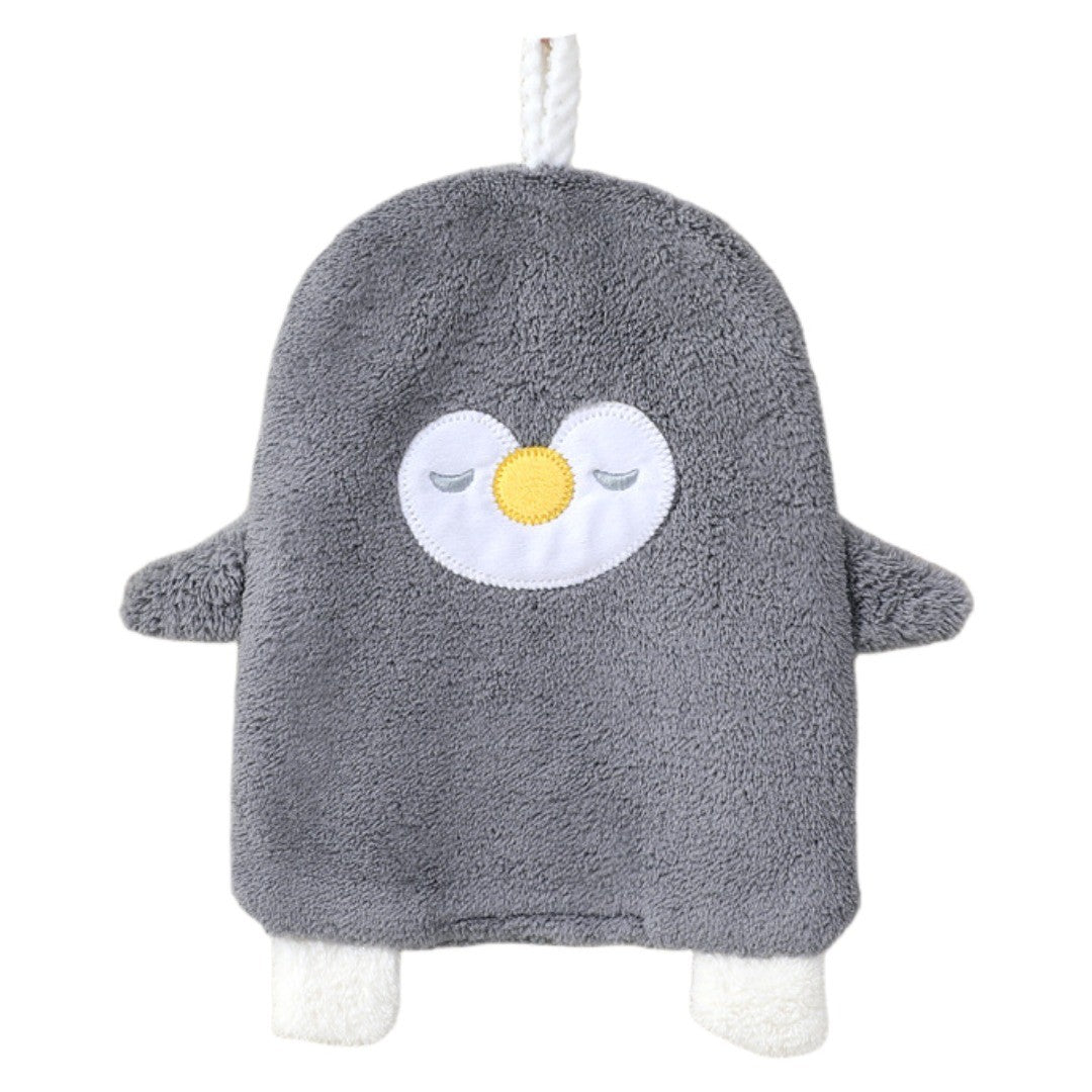 ループ付きタオル ハンドタオル キッズ 子供用 お手拭き 吊り下げ ペンギン ふわふわ 吸水 可愛い 手洗い 日用品雑貨 洗面所 キッチン 保育園 幼稚園 入園準備 子ども用