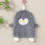 ループ付きタオル ハンドタオル キッズ 子供用 お手拭き 吊り下げ ペンギン ふわふわ 吸水 可愛い 手洗い 日用品雑貨 洗面所 キッチン 保育園 幼稚園 入園準備 子ども用