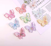 ワッペン 6個セット アップリケ 刺繍パーツ 手芸用品 手作り ハンドメイド モチーフ 蝶々 ちょうちょ型 バタフライ キュート きれいめ 上品 おしゃれ かわいい シンプル アクセント 飾り 装飾 補修 縫い付け 裁縫材料 素材 カラフル