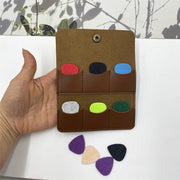 ピックホルダー ギター ピック 6個収納可能 ケース 三つ折り スナップボタン レザー調 フェイクレザー キーホルダー 持ち運び 紛失防止 コンパクト お洒落 シンプル かっこいい