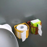 トイレットペーパーホルダー トイレラック バスラック トイレ収納 浴室収納 粘着テープタイプ 円形 サークル かご型 壁面収納 トイレ 浴室 洗面所 キッチン 整理棚 予備ロール入れ おしゃれ