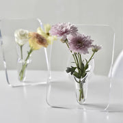 フラワーベース 花瓶 花器 一輪挿し フォトフレーム風 立て掛け 卓上 透明 クリア アクリル お洒落 上品 客間 玄関 リビング 花 フラワー グリーン インテリア 雑貨