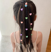エクステ 三つ編み キッズ レディース ヒップホップ かんたん装着 ゴム付き ダンス ヘアアクセサリー ヘアアクセサリ カラフル編み込み つけ毛 発表会 コスプレ エクステンション 仮装 パーティー ヘアゴム 可愛い ポイントウィッグ