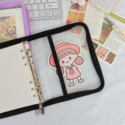 クリアファイル クリアケース レディース 女性 A6 ファスナー チャック ジッパー バインダー付き シンプル かわいい 可愛い おしゃれ ルーズリーフ ファイリング カラバリ豊富 透明 クリア 黒 青 ピンク