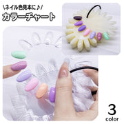 カラーチャート ネイルチャート 10枚入り 楕円形 ネイル用品 色見本 サンプル制作 リング付き カラーガイド 展示 ネイルサロン サンプル アート見本 ネイルアート練習 ネイルポリッシュ見本