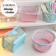 小物入れ 小物収納 かご バスケット 持ち手付き 卓上収納 机上 買い物かご型 文房具入れ ラウンド型 丸型 スクエア 四角 インテリア雑貨 整理整頓 スッキリ 可愛い
