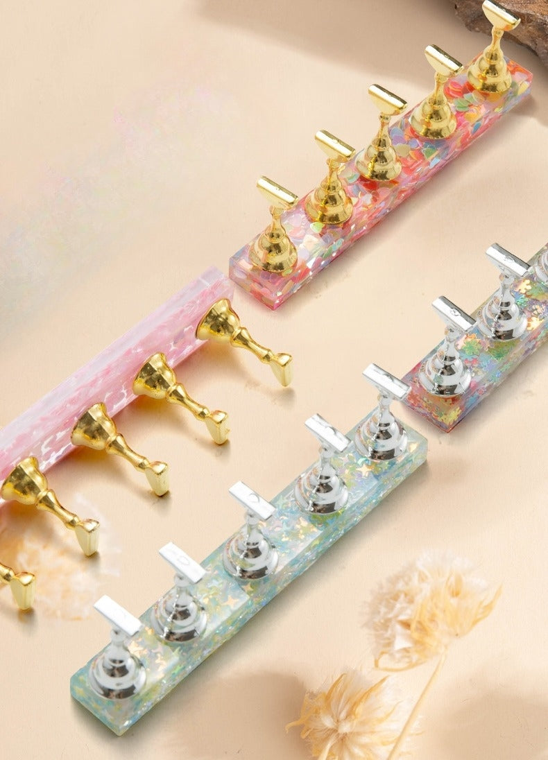 ネイルチップスタンド 台座+スタンド5個 ネイルチップホルダー ネイルホルダー チップスタンド ディスプレイプレート 商品画像3