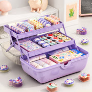 収納ボックス 収納ケース 3段 子供 キッズ 小物入れ 持ち手付き 蓋付き 透明 クリア 中身が見える 大容量 仕切り 文房具 化粧品 アクセサリー 雑貨 かわいい