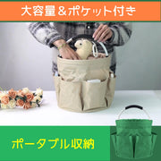 ピクニックバスケット 折りたたみ式 持ち手付き 大容量 収納 ポータブル 多目的 ポケット ラウンド型 アウトドア キャンプ 釣り 持ち運び コンパクト