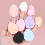 メイクパフ 指用 同色6個セット 収納ケース付き クリアケース メイク用品 化粧品 化粧道具 スポンジ パフ クッション 卵型 ファンデーション しずく型 ミニサイズ かわいい