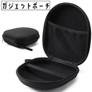 ガジェットポーチ ガジェットケース ストラップ付き 収納ポーチ 小物入れ ジッパー ファスナー ラウンド メッシュ 内ポケット イヤホン 充電ケーブル コード 鍵 小銭 持ち運び コンパクト シンプル ブラック 黒