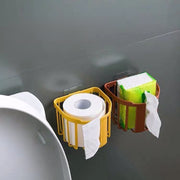 トイレットペーパーホルダー バスラック バスケット かご シェルフ 粘着式 浴室収納 水切り 貼り付け 水回り トイレグッズ 洗面所 キッチン 台所 便利