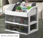収納ケース 収納ボックス プラケース 3段 2段 卓上収納ケース 小物入れ デスクトレー デスクオーガナイザー 引き出し 卓上チェスト 文具入れ 日用品 仕切り 卓上ラック 整理整頓 メイクボックス 化粧道具収納 多用途 シンプル 便利グッズ おしゃれ かわいい 白 黒 ピンク クリア 透明