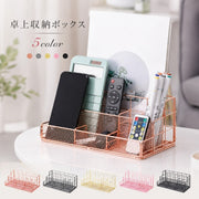 卓上収納ボックス デスクオーガナイザー 小物入れ 収納ケース 収納ラック 卓上収納 文房具入れ 仕切り 金属製 メタル ペンホルダー ペン立て リモコンラック 整理用品 事務用品 メイク用品 化粧品 シンプル 整理整頓 多機能 便利
