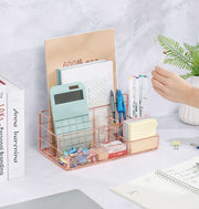 卓上収納ボックス デスクオーガナイザー 小物入れ 収納ケース 収納ラック 卓上収納 文房具入れ 仕切り 金属製 メタル ペンホルダー ペン立て リモコンラック 整理用品 事務用品 メイク用品 化粧品 シンプル 整理整頓 多機能 便利