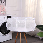 ランドリーバスケット 折りたたみ式 メッシュ 通気性 横型 大容量 持ち手付き 収納ボックス ストレージボックス 洗濯かご 洗濯物 おもちゃ 片付け 整理整頓 シンプル コンパクト