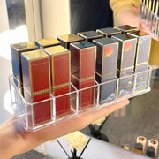 メイクボックス コスメボックス コスメ収納 収納 ケース 12マス 18マス 仕切り 口紅入れ 口紅ホルダー 化粧品 卓上 机上 整理 透明 クリア