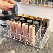 メイクボックス コスメボックス コスメ収納 収納 ケース 12マス 18マス 仕切り 口紅入れ 口紅ホルダー 化粧品 卓上 机上 整理 透明 クリア